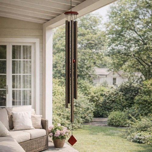 Tall bronze wind chime saturn - bronze,
